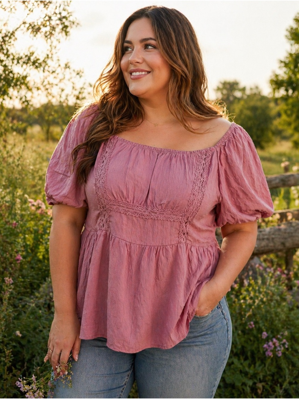 Torrid Pink Smocked Babydoll Top Puff Sleeve Boho Cottagecore 3X